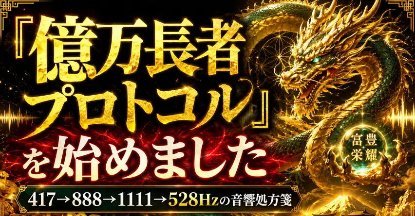 「億万長者プロトコル」を始めました 417→888→1111→528Hzの音響処方箋